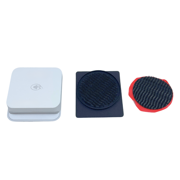 Stripe M2 holding accessory with circle dual lock attachment for mobile payments