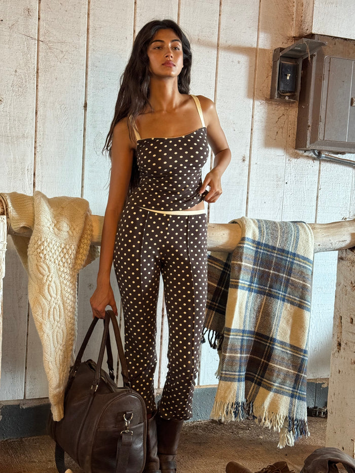 TAILORED CROP PANT IN ESPRESSO DOT