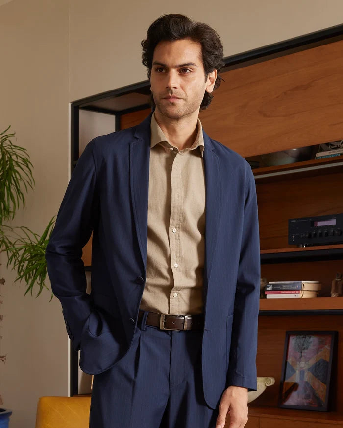The Sorrento Striped Soft Tailored Suit - Navy