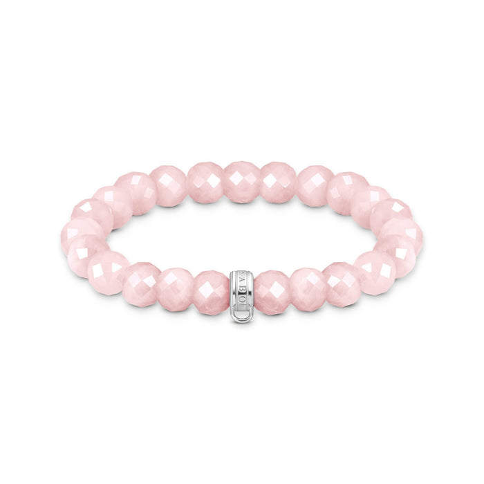 THOMAS SABO Charm bracelet with rose quartz beads oval