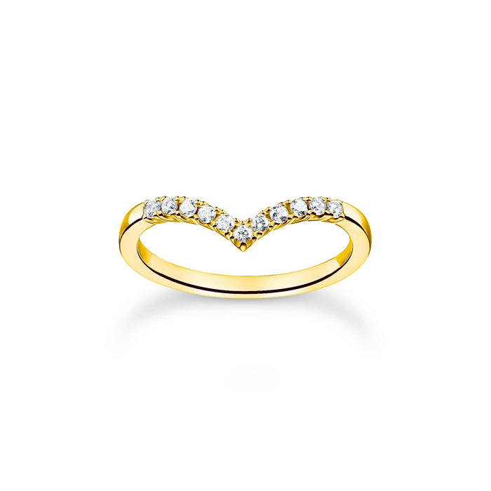 Thomas Sabo Ring V-shape with white stones gold