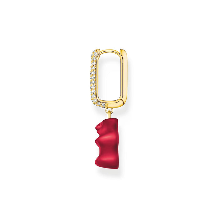 THOMAS SABO Single hoop earring medium sized with red goldbears