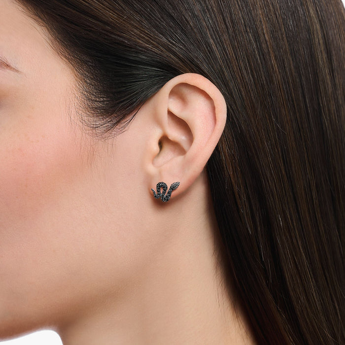 THOMAS SABO Snake small ear studs with black zirconia