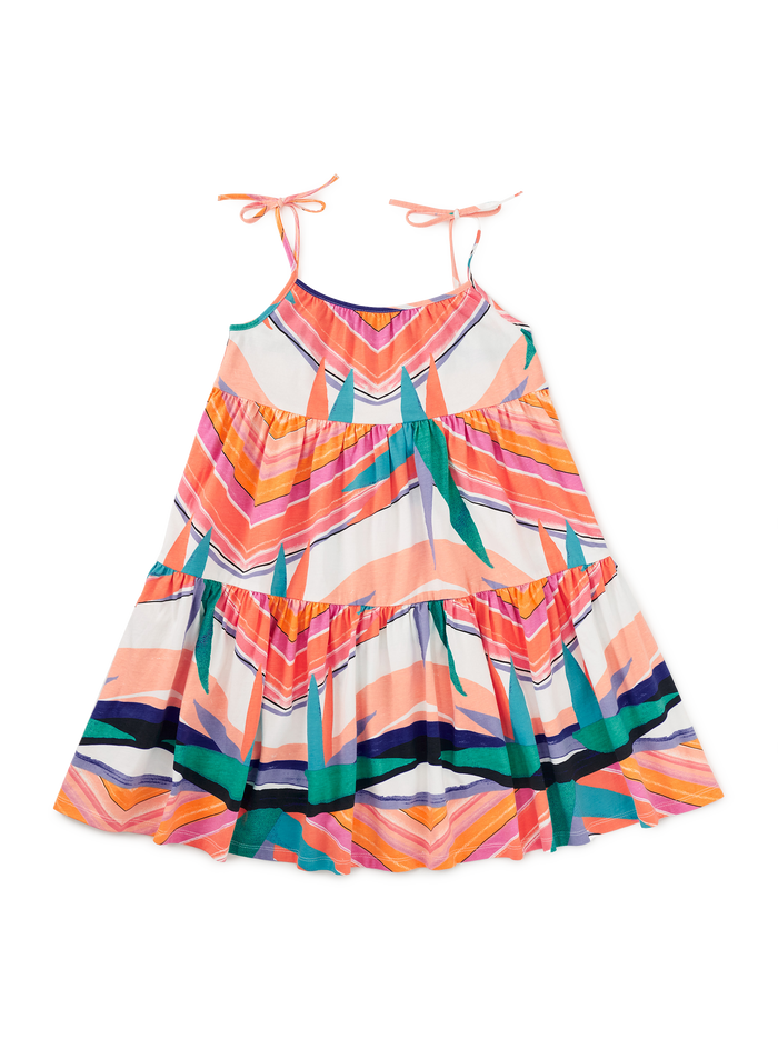 Tie Shoulder Tiered Dress