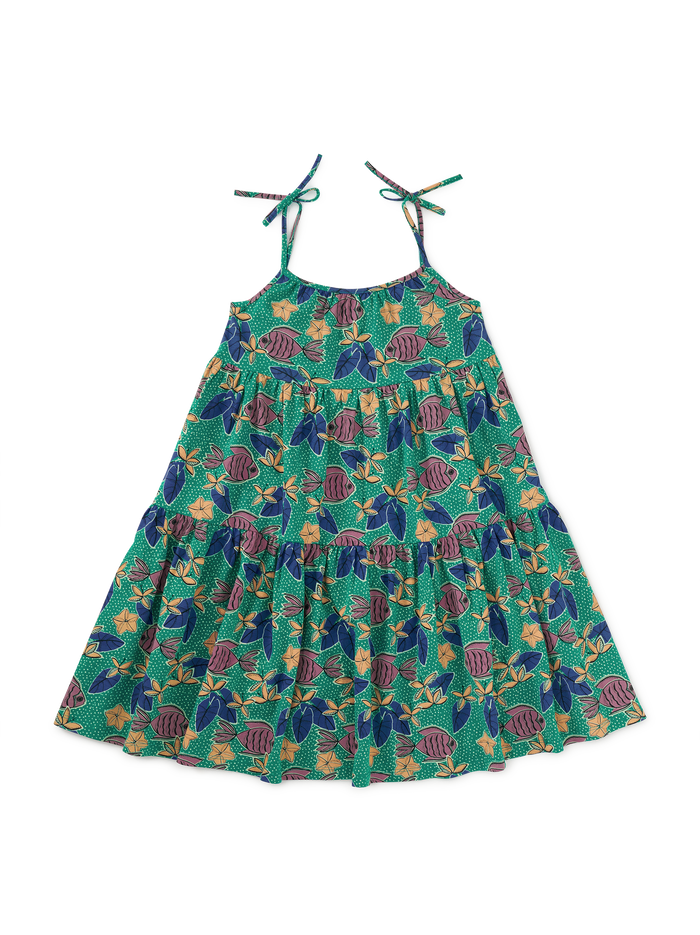 Tie Shoulder Tiered Dress