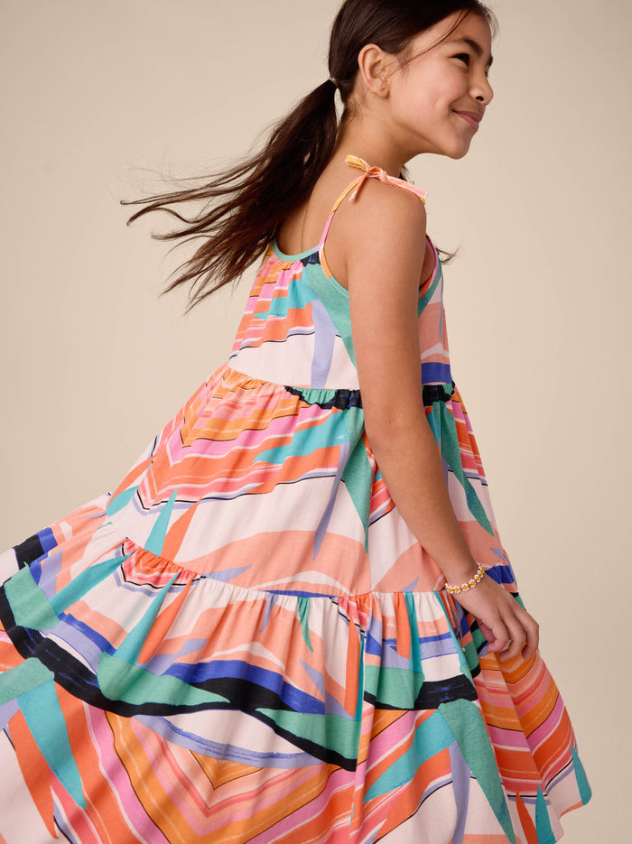 Tie Shoulder Tiered Dress