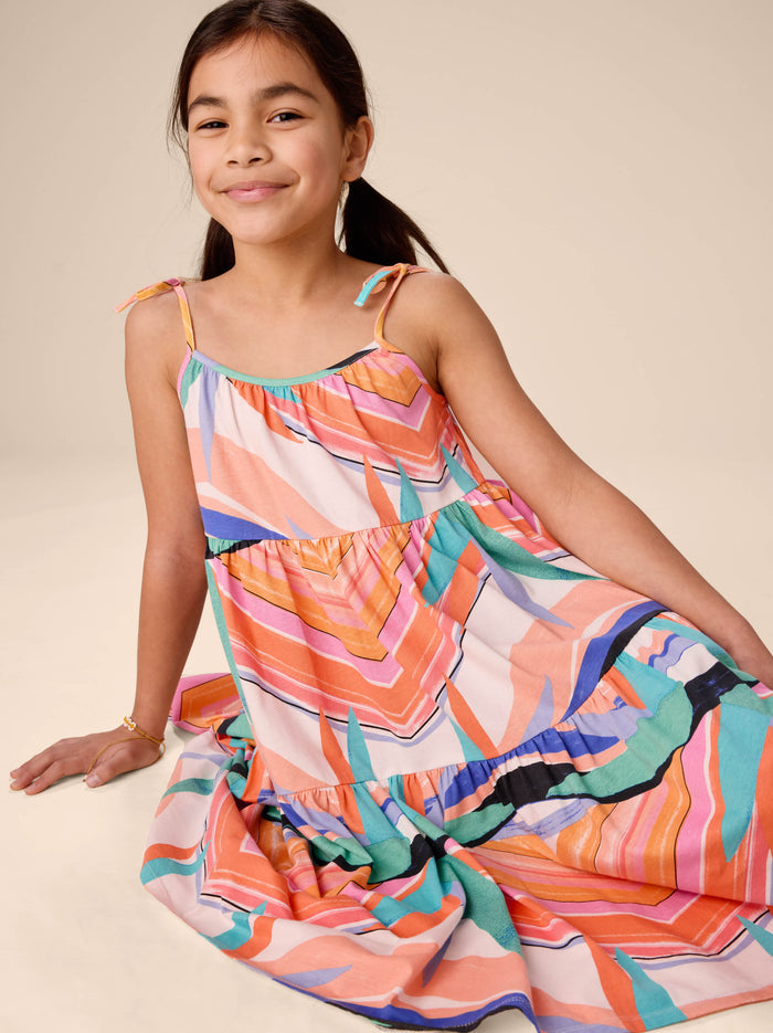 Tie Shoulder Tiered Dress