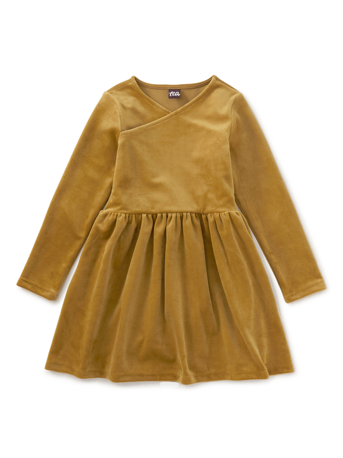 Velour Wrap Neck Dress
