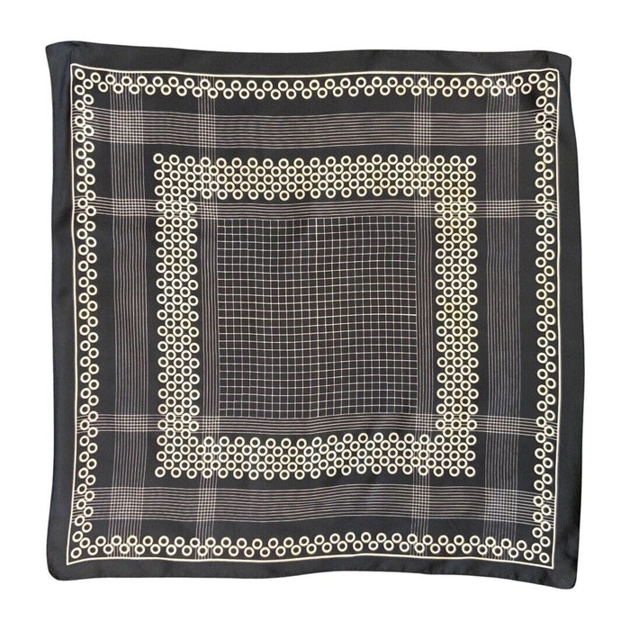 VINTAGE 60s 70s BLACK AND WHITE GEOMETRIC MOD SCARF