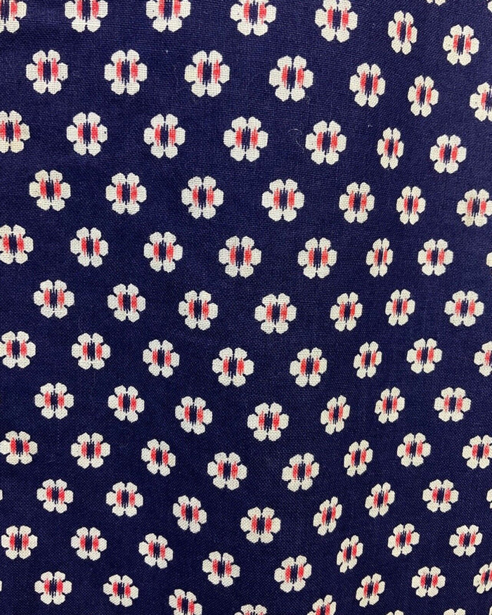 VINTAGE 60s 70s BLUE WHITE RED POLKA-DOT DAISY FLOWER STRAPPY SUN DRESS 8