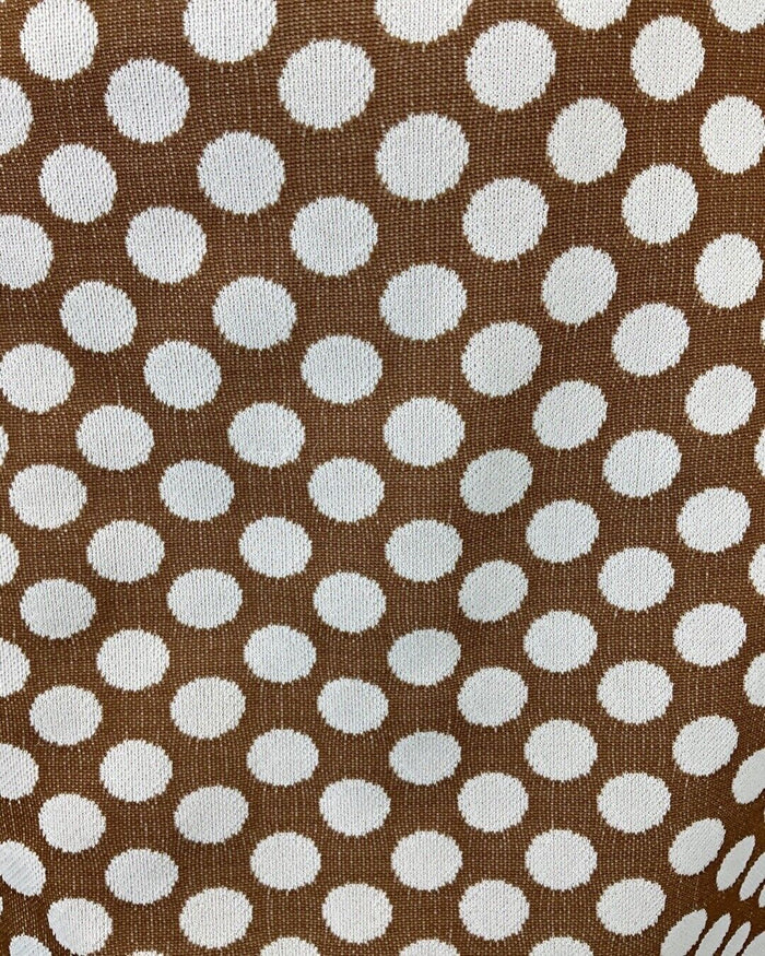 VINTAGE 60s 70s BROWN WHITE POLKA DOT MOD SLEEVELESS SUMMER DRESS 8 10