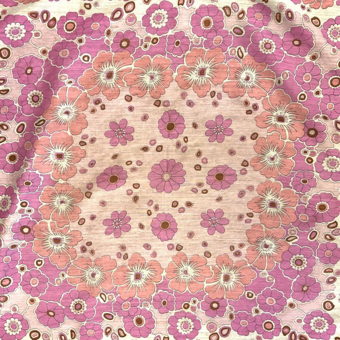 VINTAGE 60s 70s PINK, PURPLE, FLOWER POWER, FLORAL, PSYCHEDELIC PRINT SCARF