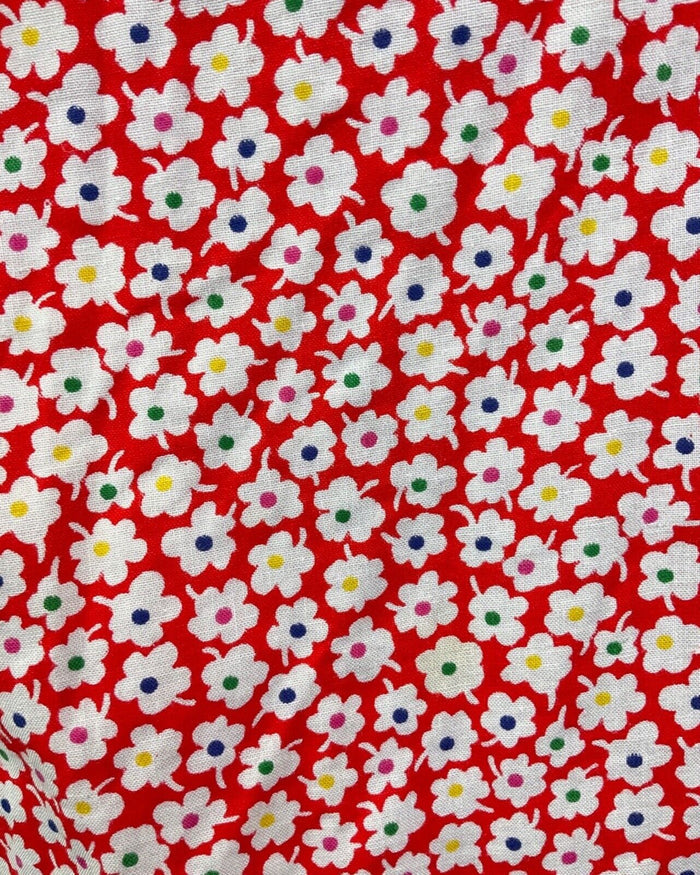 VINTAGE 60s 70s RED WHITE BLUE DAISY FLOWER MOD PRAIRIE SUMMER SUN-DRESS 8 10