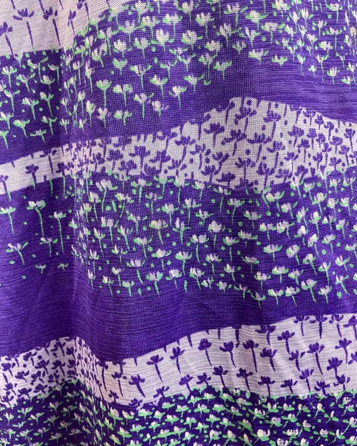 VINTAGE 60s 70s STYLE PURPLE LILAC GREEN FLORAL DITSY DAGGER SHIRT DRESS 10