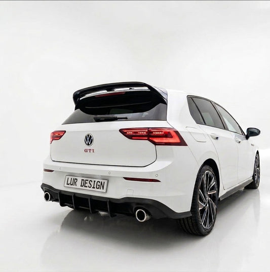 white Volkswagen car with a spoiler on a white background, 
Volkswagen GTI MK8 V1 Rear Spoiler