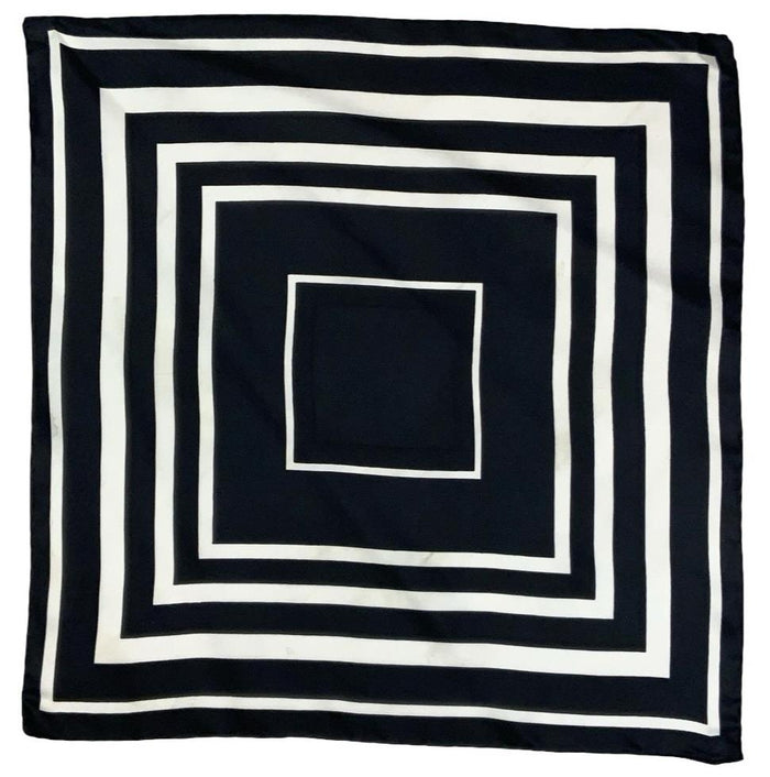 VTG 60S 70S BLACK WHITE MOD GEOMETRIC SQUARE SCARF