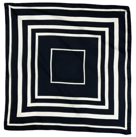 VTG 60S 70S BLACK WHITE MOD GEOMETRIC SQUARE SCARF