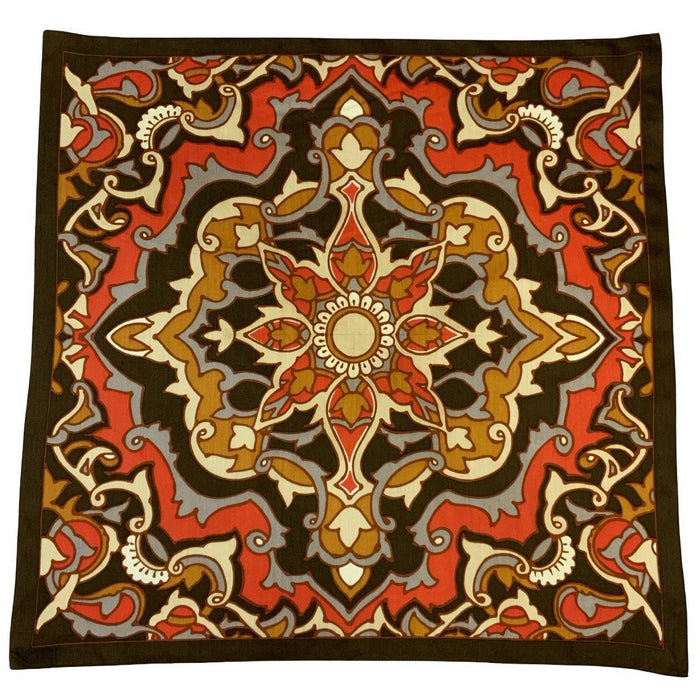 VTG 60S 70S BROWN CREAM RED GREY PSYCHEDELIC MANDALA BATIK LOOK SCARF