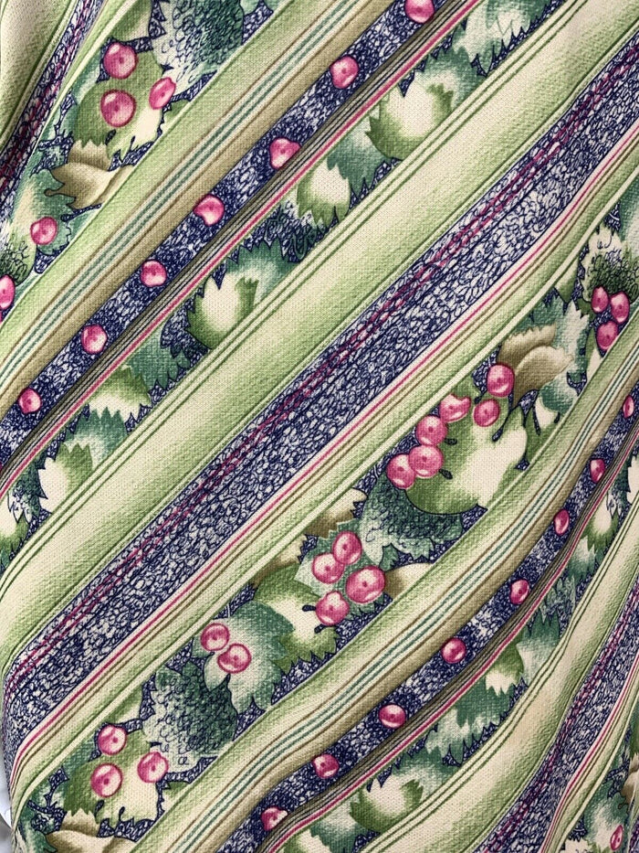 VTG 60s 70s GREEN PINK BLUE STRIPED SQUIGGLE BERRY LEAFY COWL A-LINE DRESS 10 12