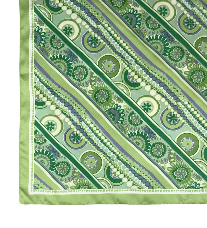 VTG 60S 70S GREEN PURPLE CREAM PSYCHEDELIC FLORAL STRIPED DOTTY SCARF