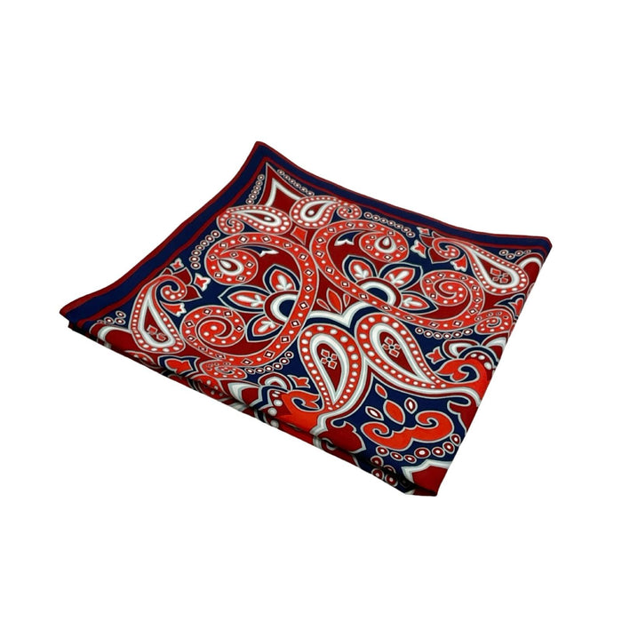 VTG 60S 70S NAVY BLUE RED GREY WHITE PAISLEY PSYCHEDELIC MANDALA SCARF
