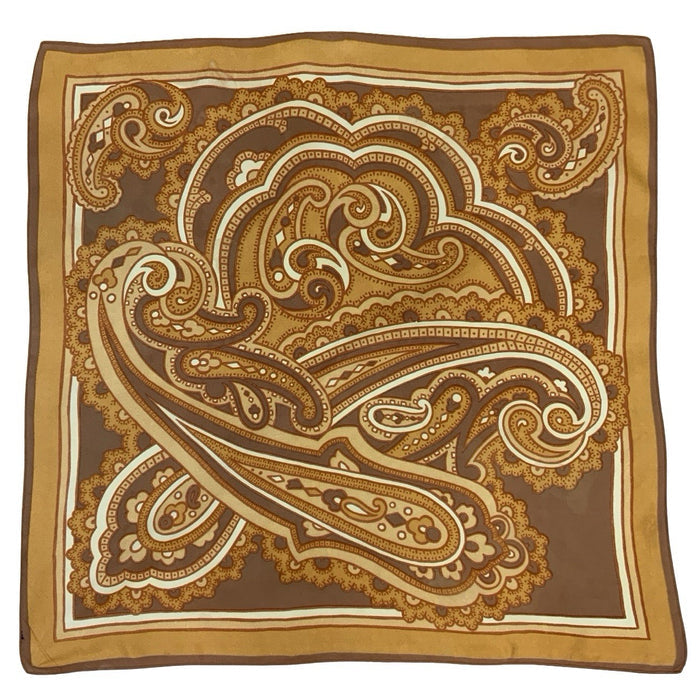 VTG 60S 70S PEACH ORANGE BROWN PSYCHEDELIC PAISLEY CLOUD SCARF