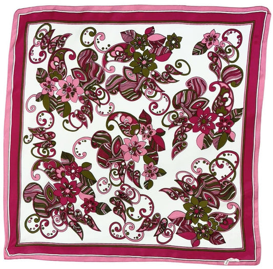 VTG 60S 70S PINK WHITE BROWN PSYCHEDELIC FLORAL SIWRL PAISLEY SCARF