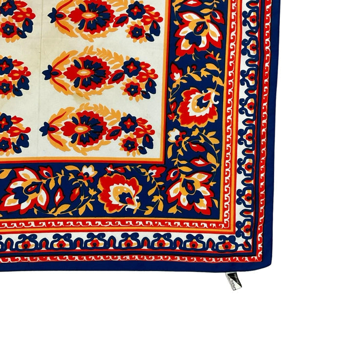 VTG 60S 70S RED BLUE YELLOW WHITE FLORAL BOHO MANDALA SCARF