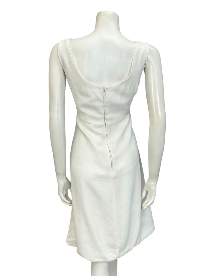 VTG 60S OFF WHITE PEARL BRIDAL SHIMMERY EMPIRE MOD GOGO PARTY MINI DRESS 12