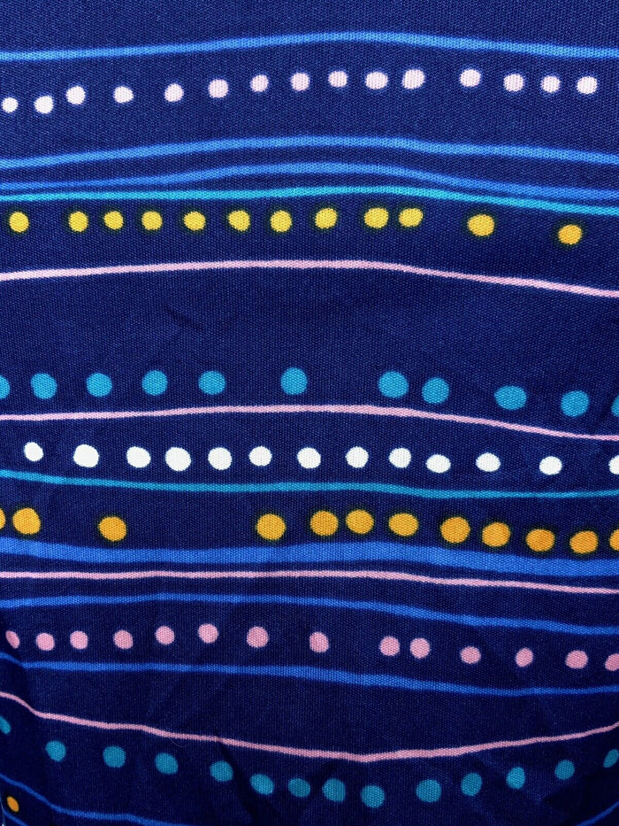 VTG 70s 90s BLUE PINK ORANGE WHITE STRIPED DOTTY PSYCHEDELIC DAGGER SHIRT 8 10