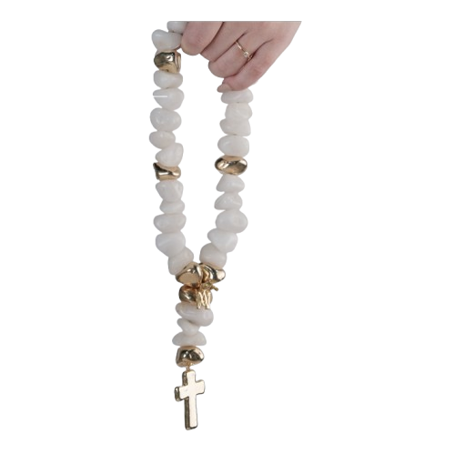 White Quartz Cross Sculpture