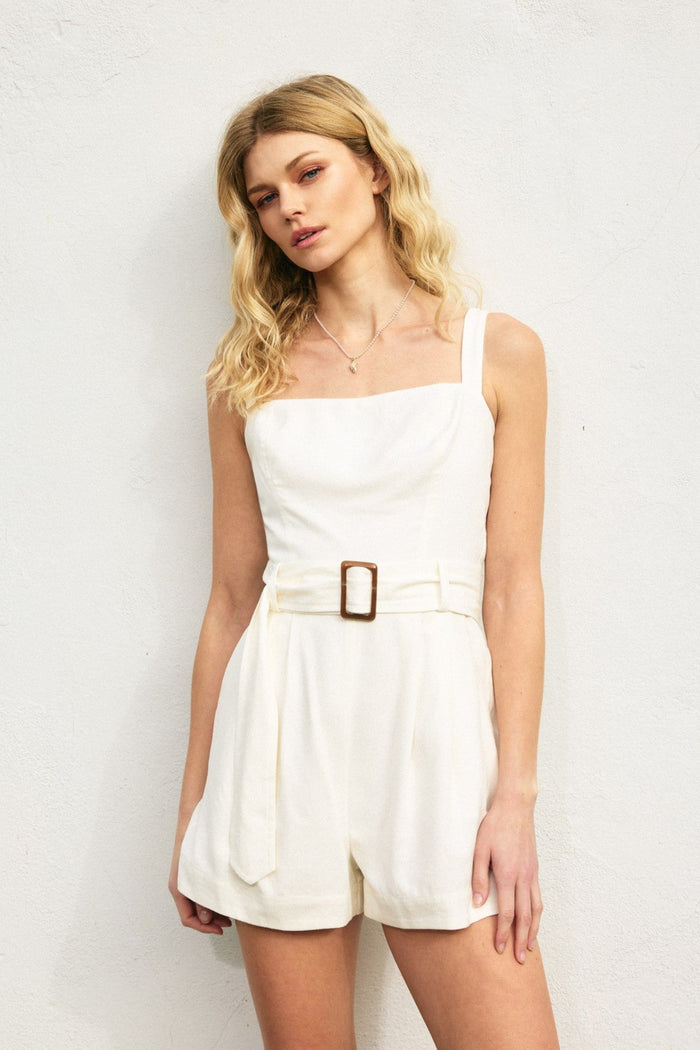 DRESS FORUM SQUARE NECK BUCKLED ROMPER – CLASSIC  BREEZY