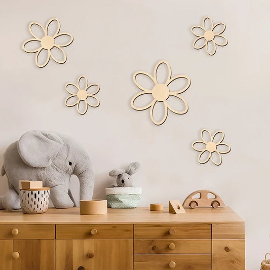 Wooden Daisy Wall Decals