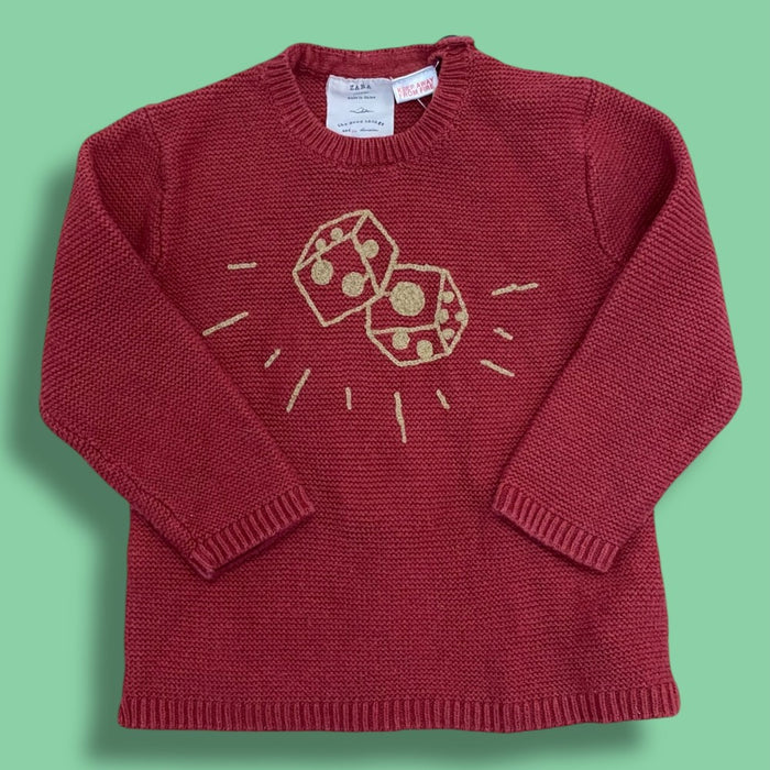 zara dice sweater 2/3y