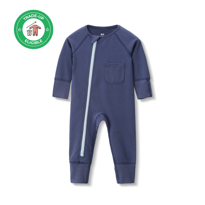 Zip Romper in Blueberry