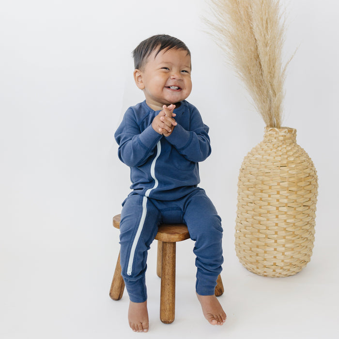 Zip Romper in Blueberry