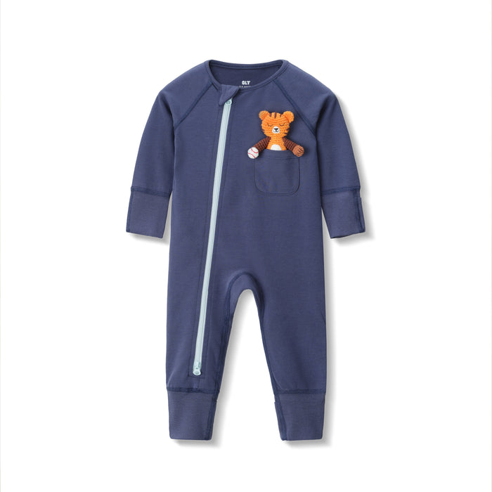 Zip Romper in Blueberry