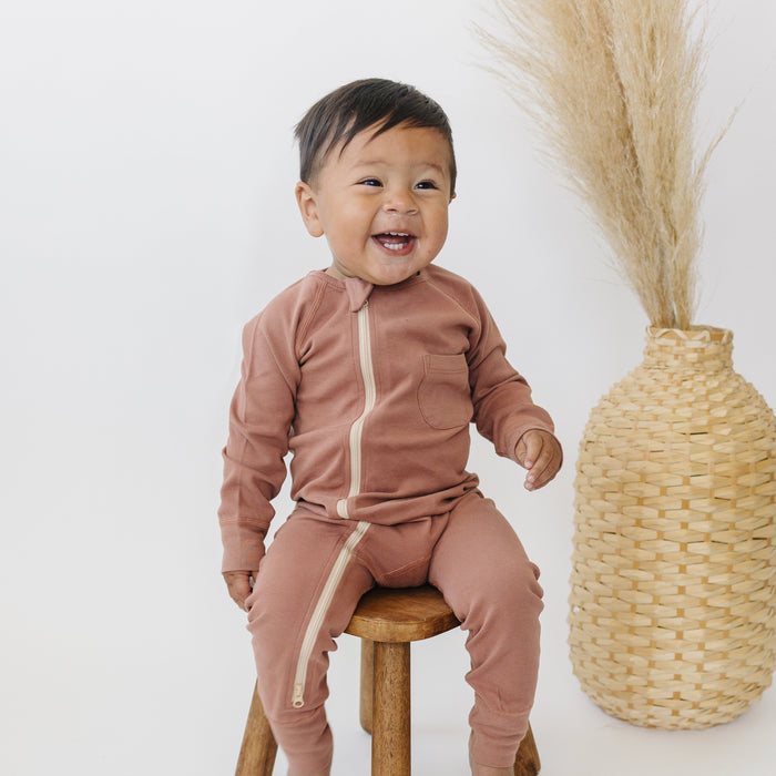 Zip Romper in Chestnut